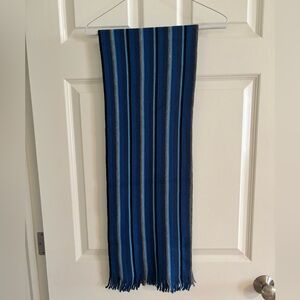 Hugo Boss Blue Gray Black Striped Men’s Scarf - Like New Condition